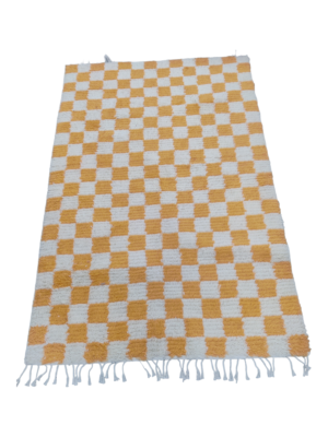 yellow and white checkered rug