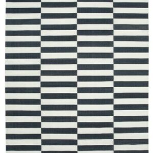 black and white striped rug