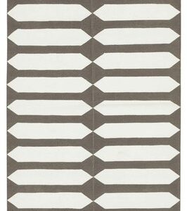 brown and white striped rug