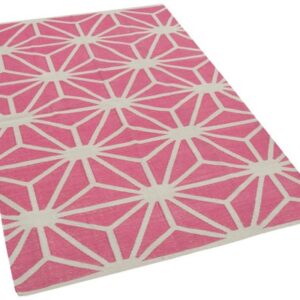 white and pink rug