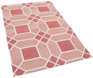 pink and white rug