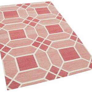 pink and white rug