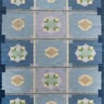 Custom Blue Wool Kilim Rug, Handwoven Geometric Flatweave Carpet for Living Room, Bedroom & Hallway view 1