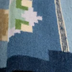 Custom Blue Wool Kilim Rug, Handwoven Geometric Flatweave Carpet for Living Room, Bedroom & Hallway view 2