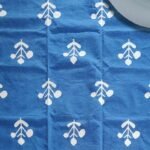Handwoven Cotton Flatweave Area Rug, Blue & White Geometric Motif, Living Room Bedroom Rug view 7