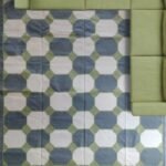 Modern Farmhouse Blue and White Tile Pattern Cotton Dhurrie Rug, Cotton Area Rug for Bedroom view 10