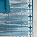 Handwoven Cotton Flatweave Area Rug, Blue & White Geometric Motif, Living Room Rug view 10