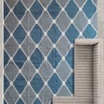 Premium Handwoven Cotton Flat Weave Rug – Durable Geometric Area Rug in Blue & Gray view 11