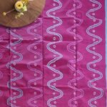 Rectangular Magenta and Light Blue Wavy Cotton Flat Weave Area Rug for Bedroom, Living Room view 7