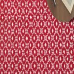 Handwoven Red and White Geometric Diamond Pattern Cotton Flat Weave Area Rug, Reversible Boho Dhurrie Kilim style view 8