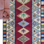 Handwoven Moroccan Wool Rug, Moroccan Berber Wool Rug – Geometric Diamond Medallion Design, view 8