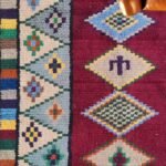 Handwoven Moroccan Wool Rug, Moroccan Berber Wool Rug – Geometric Diamond Medallion Design, view 7