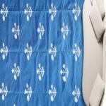 Handwoven Cotton Flatweave Area Rug, Blue & White Geometric Motif, Living Room Bedroom Rug view 5