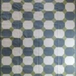 Modern Farmhouse Blue and White Tile Pattern Cotton Dhurrie Rug, Cotton Area Rug for Bedroom view 1