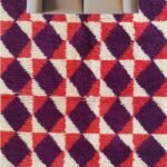 Handmade Moroccan Wool Rug – Purple Diamond Geometric Area Carpet, Purple, Red & Ivory Geometric Design view 3