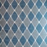 Premium Handwoven Cotton Flat Weave Rug – Durable Geometric Area Rug in Blue & Gray view 10