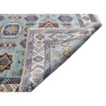 Handwoven Wool Oushak Area Rug with Geometric Medallion Pattern – Living Room & Bedroom Rug, Vintage Turkish Kazak-Inspired Carpet view 6