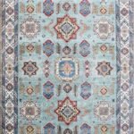 Handwoven Wool Oushak Area Rug with Geometric Medallion Pattern – Living Room & Bedroom Rug, Vintage Turkish Kazak-Inspired Carpet view 1
