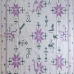 Cotton Flat Weave Rug for Living Room, Purple and Green Southwestern Tribal Cotton Flat Weave Area Rug view 1