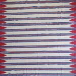 Red, Blue, and White Striped Rectangular Cotton Flat Weave Rug for Dining Room, Large Rectangular Striped Area Rug view 9