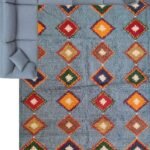 Handmade Moroccan Wool Rug – Sky Blue Diamond Pattern Boho Area Rug, Custom Size Available view 11