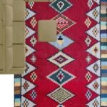 Premium Moroccan Wool Rug | Red & Multicolor Diamond Carpet for Living Room & Bedroom view 11