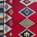 Premium Moroccan Wool Rug | Red & Multicolor Diamond Carpet for Living Room & Bedroom view 10