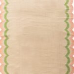 5×8 Beige and Green Wavy Edge Wool Kilim Area Rug – Rectangular Scalloped Flatweave for Kids Room & Home Office view 9