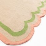 5×8 Beige and Green Wavy Edge Wool Kilim Area Rug – Rectangular Scalloped Flatweave for Kids Room & Home Office view 7