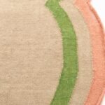 5×8 Beige and Green Wavy Edge Wool Kilim Area Rug – Rectangular Scalloped Flatweave for Kids Room & Home Office view 6