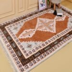 Handmade Moroccan Wool Rug, Tribal Diamond Medallion Area Rug, Brown Ivory Carpet, Living Room Rug view 7