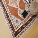 Handmade Moroccan Wool Rug, Tribal Diamond Medallion Area Rug, Brown Ivory Carpet, Living Room Rug view 4