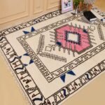 Handmade Moroccan Wool Rug, Pink Blue Tribal Area Rug, Diamond Medallion Carpet, Bedroom Rug view 8