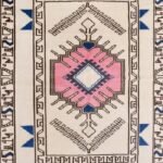 Handmade Moroccan Wool Rug, Pink Blue Tribal Area Rug, Diamond Medallion Carpet, Bedroom Rug view 3