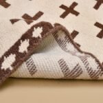 Handmade Moroccan Wool Area Rug – Ivory Brown Geometric Living Room Carpet, Bedroom Rug, Custom Size Rug view 2