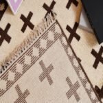Handmade Moroccan Wool Area Rug – Ivory Brown Geometric Living Room Carpet, Bedroom Rug, Custom Size Rug view 5