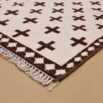 Handmade Moroccan Wool Area Rug – Ivory Brown Geometric Living Room Carpet, Bedroom Rug, Custom Size Rug view 3