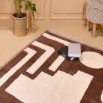Modern Brown & Cream Moroccan Wool Rug, Designer Area Carpet, Modern Living Room Rug, Custom Size Rug view 9