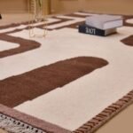 Modern Brown & Cream Moroccan Wool Rug, Designer Area Carpet, Modern Living Room Rug, Custom Size Rug view 6