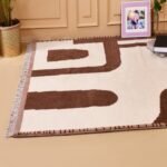 Modern Brown & Cream Moroccan Wool Rug, Designer Area Carpet, Modern Living Room Rug, Custom Size Rug view 4
