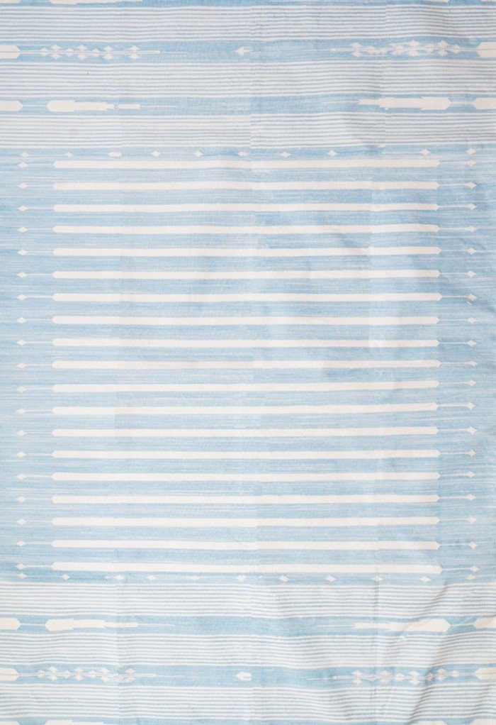 Handwoven Blue and White Cotton Flat Weave Rug – Modern Striped Area Rug, Washable Summer Floor Carpet