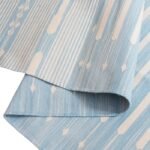 Handwoven Blue and White Cotton Flat Weave Rug – Modern Striped Area Rug, Washable Summer Floor Carpet view 2
