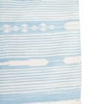 Handwoven Blue and White Cotton Flat Weave Rug – Modern Striped Area Rug, Washable Summer Floor Carpet view 6