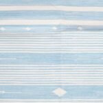 Handwoven Blue and White Cotton Flat Weave Rug – Modern Striped Area Rug, Washable Summer Floor Carpet view 5
