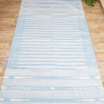 Handwoven Blue and White Cotton Flat Weave Rug – Modern Striped Area Rug, Washable Summer Floor Carpet view 4
