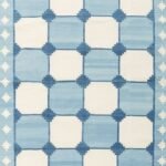 Blue and White Geometric Cotton Flat Weave Area Rug for Living Room and Bedroom view 1