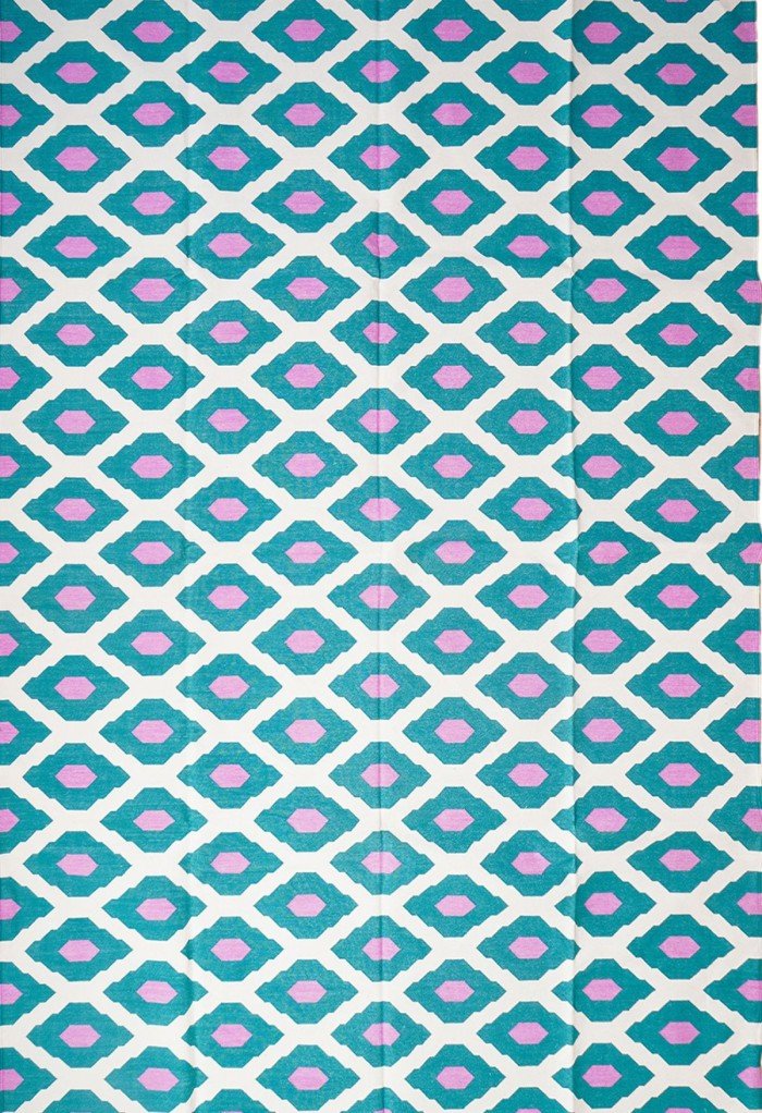 Handwoven Colorful Cotton Flat Weave Rug, Boho Trellis Rug for Living Room Bedroom Kids Room