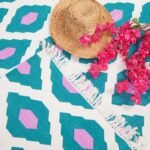 Handwoven Colorful Cotton Flat Weave Rug, Boho Trellis Rug for Living Room Bedroom Kids Room view 3