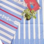 Blue and Red Striped Geometric Rug for Living Room Bedroom, Red Accent Geometric Flat Weave Cotton Ru view 6