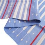 Blue and Red Striped Geometric Rug for Living Room Bedroom, Red Accent Geometric Flat Weave Cotton Ru view 2